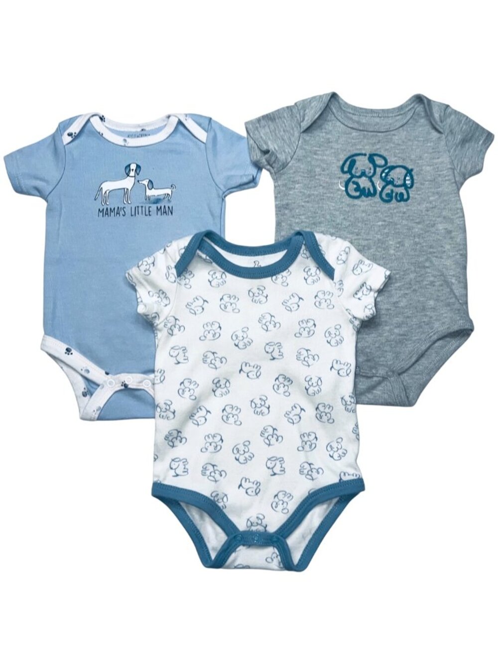 Duck Duck Goose, Kyle&Deena, Lot of 3 Baby Boy Onesies, Puppy Theme, Size 6-9 Mo